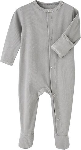 One-Piece Magnetic Button Jumpsuits Long Sleeved Warm Cotton Bodysuit Unisex Single-Breasted Clothing for 0-12 Months in Saudi Arabia