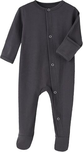 One-Piece Magnetic Button Jumpsuits Long Sleeved Warm Cotton Bodysuit Unisex Single-Breasted Clothing for 0-12 Months in Saudi Arabia