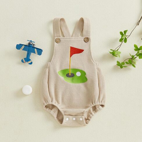 Newborn Infant Baby Boy Summer Outfits Sleeveless Strap Romper Waffle Bodysuit One Piece Golf Onesie Clothes in Kuwait