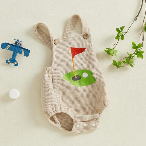 Newborn Infant Baby Boy Summer Outfits Sleeveless Strap Romper Waffle Bodysuit One Piece Golf Onesie Clothes in Kuwait