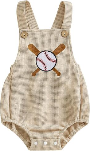 Newborn Infant Baby Boy Summer Outfits Sleeveless Strap Romper Waffle Bodysuit One Piece Golf Onesie Clothes in Kuwait
