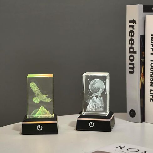LED Light Base for Crystal Ball, 2 Pack Touch Control Light Stand, 7 Color Changing Display Base with USB Power, Square Illuminated Pedestal for Glass Art, Resin Figurine, Home Decor in Kuwait