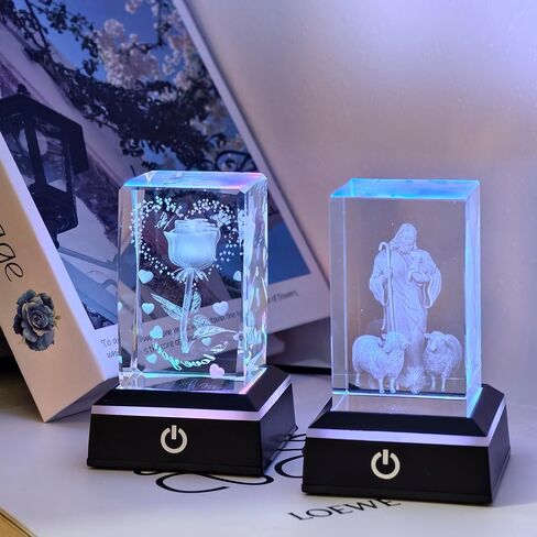 LED Light Base for Crystal Ball, 2 Pack Touch Control Light Stand, 7 Color Changing Display Base with USB Power, Square Illuminated Pedestal for Glass Art, Resin Figurine, Home Decor in Kuwait