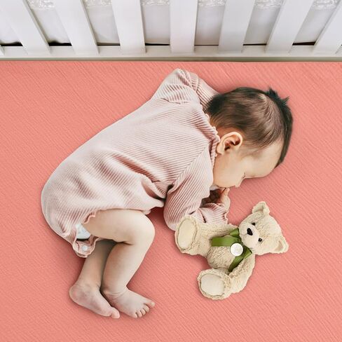 100% Cotton Crib Sheet, Cotton Breathable Crib Sheet, Standard Crib Sheet, Size 52 "X 28", 2 Pieces (Gradient Pink) in Kuwait