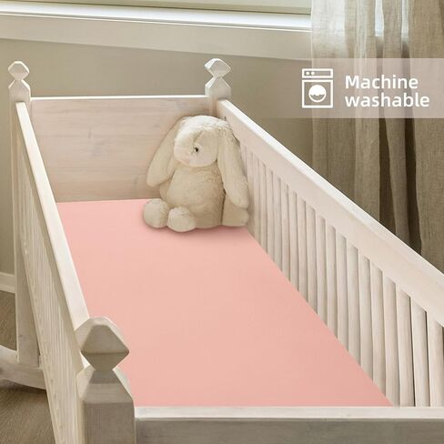 100% Cotton Crib Sheet, Cotton Breathable Crib Sheet, Standard Crib Sheet, Size 52 "X 28", 2 Pieces (Gradient Pink) in Kuwait