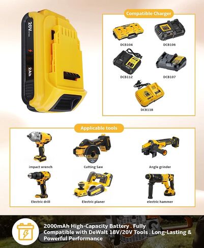 20V 2000mAh بطارية بديلة لأدوات حديقة DeWalt الكهربائية ، متوافقة مع الشاحن الأصلي Dewalt ، والتحمل المفرط ، ودرجة الحرارة ، والحماية الزائدة متعددة المراحل in Saudi Arabia