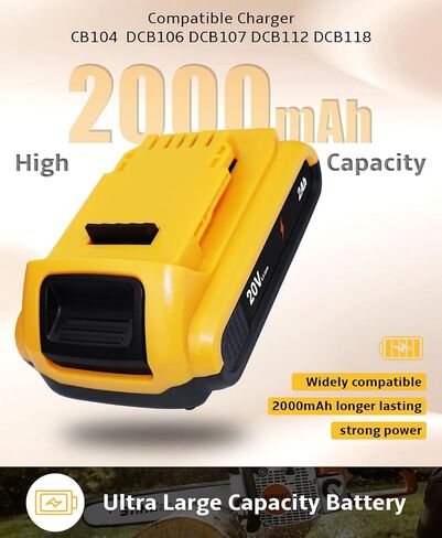 20V 2000mAh بطارية بديلة لأدوات حديقة DeWalt الكهربائية ، متوافقة مع الشاحن الأصلي Dewalt ، والتحمل المفرط ، ودرجة الحرارة ، والحماية الزائدة متعددة المراحل in Saudi Arabia