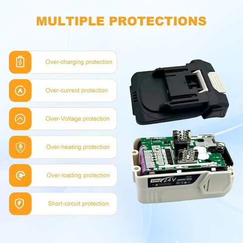 1 Pack 5.0Ah 24V Battery Replacement for Makita 18-24V Battery with Charger & Adapter for Makita to Dewalt Compatible with Cordless Power Tools BL1850B BL1840B 1860B BL1830B BL1820B in Kuwait