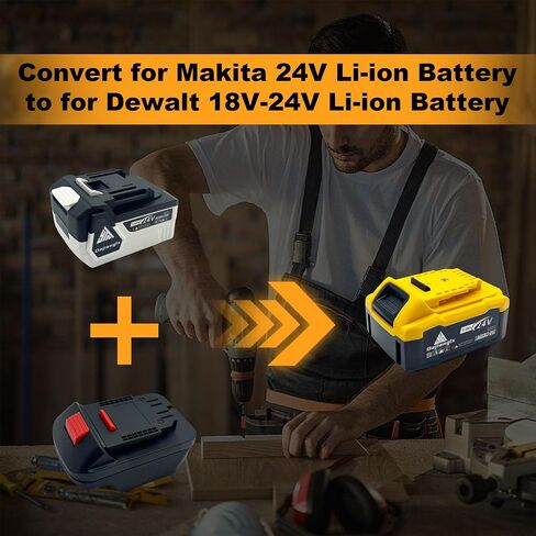 1 Pack 5.0Ah 24V Battery Replacement for Makita 18-24V Battery with Charger & Adapter for Makita to Dewalt Compatible with Cordless Power Tools BL1850B BL1840B 1860B BL1830B BL1820B in Kuwait