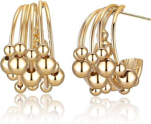 14K Gold Plated Hoop Earrings for Women, Trendy Chunky Gold Hoop Earrings Cuff Lightweight Hypoallergenic Jewelry for Her (Hoop A) in Saudi Arabia