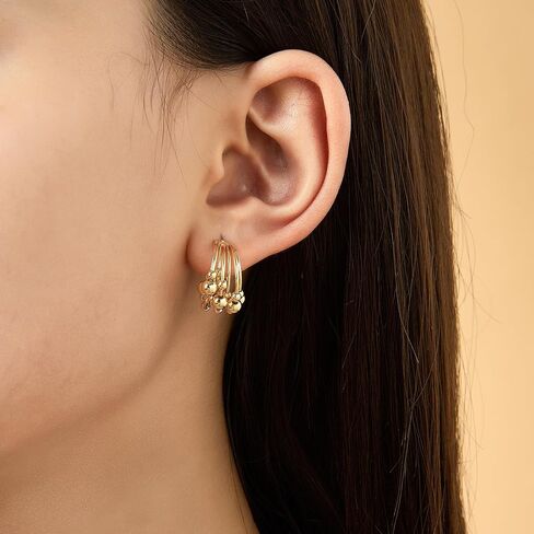 14K Gold Plated Hoop Earrings for Women, Trendy Chunky Gold Hoop Earrings Cuff Lightweight Hypoallergenic Jewelry for Her (Hoop A) in Saudi Arabia