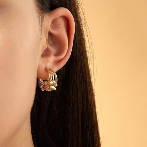 14K Gold Plated Hoop Earrings for Women, Trendy Chunky Gold Hoop Earrings Cuff Lightweight Hypoallergenic Jewelry for Her (Hoop A) in Saudi Arabia