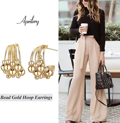 14K Gold Plated Hoop Earrings for Women, Trendy Chunky Gold Hoop Earrings Cuff Lightweight Hypoallergenic Jewelry for Her (Hoop A) in Saudi Arabia
