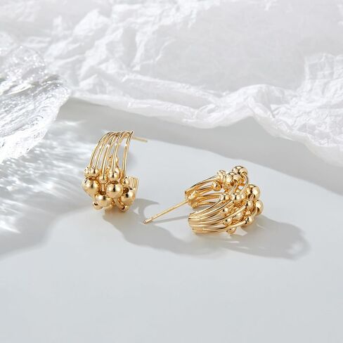 14K Gold Plated Hoop Earrings for Women, Trendy Chunky Gold Hoop Earrings Cuff Lightweight Hypoallergenic Jewelry for Her (Hoop A) in Saudi Arabia