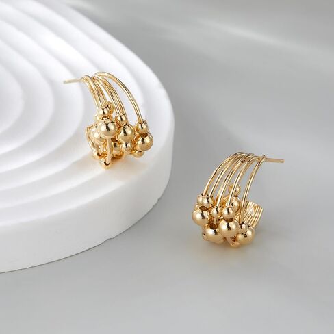 14K Gold Plated Hoop Earrings for Women, Trendy Chunky Gold Hoop Earrings Cuff Lightweight Hypoallergenic Jewelry for Her (Hoop A) in Saudi Arabia
