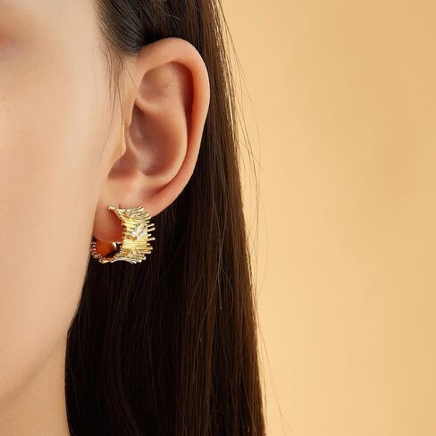14K Gold Plated Hoop Earrings for Women, Trendy Chunky Gold Hoop Earrings Cuff Lightweight Hypoallergenic Jewelry for Her (Hoop A) in Saudi Arabia