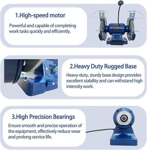 6 Inch Bench Grinder with LED light, 3550 RPM, 3/4 HP, 120V, Table High-Speed Bench Grinder for sharpening (Model BG-6) in Saudi Arabia