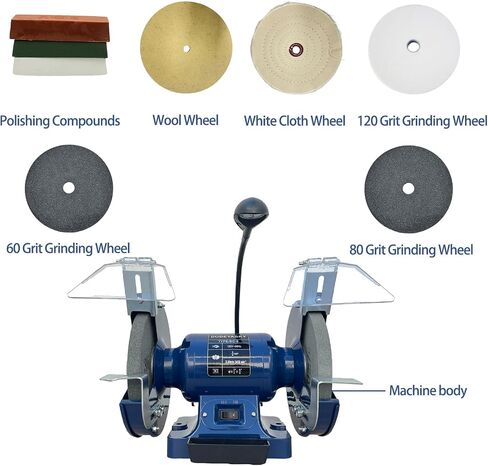 6 Inch Bench Grinder with LED light, 3550 RPM, 3/4 HP, 120V, Table High-Speed Bench Grinder for sharpening (Model BG-6) in Saudi Arabia