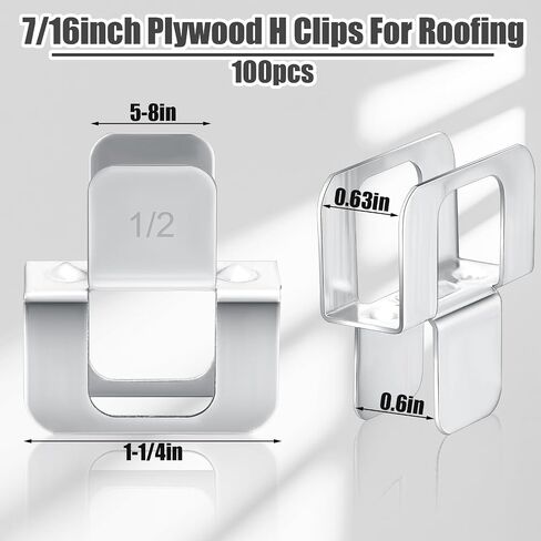 Hicarer 100 Pcs Plywood H Clips for Roofing 7/16 Inch Panel Plywood Sheathing Clip, Steel Box Clips Panel Edge Sheathing Clips Quick Installation-hot Dipped Galvanized for Extended Life in Saudi Arabia