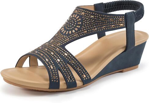 Womens Wedge Sandals Platform - Black 8 Soft Open Toe Wedge Sandals Women Dressy Summer - Fashion Ladies Party Wedges in Saudi Arabia
