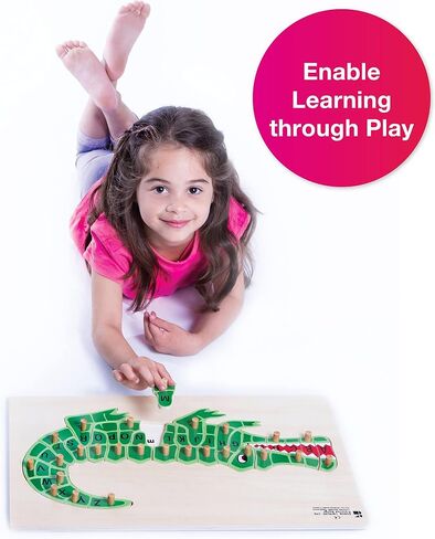 Doron leyeled by Edushape Giant Wooden Baby Puzzle Toy ، موضوع الحيوانات البرية - الألغاز الخشبية البسيطة للأطفال للأطفال الصغار 1-3 لتعزيز نمو الطفل ، والمهارات الحركية الدقيقة ، وحواس اللمس in Kuwait