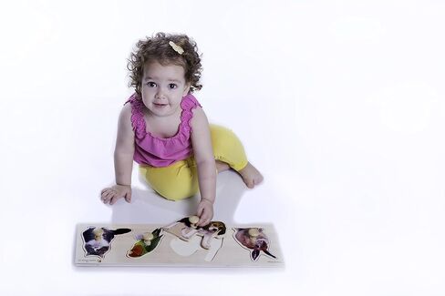 Doron leyeled by Edushape Giant Wooden Baby Puzzle Toy ، موضوع الحيوانات البرية - الألغاز الخشبية البسيطة للأطفال للأطفال الصغار 1-3 لتعزيز نمو الطفل ، والمهارات الحركية الدقيقة ، وحواس اللمس in Kuwait