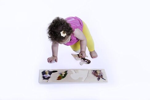 Doron leyeled by Edushape Giant Wooden Baby Puzzle Toy ، موضوع الحيوانات البرية - الألغاز الخشبية البسيطة للأطفال للأطفال الصغار 1-3 لتعزيز نمو الطفل ، والمهارات الحركية الدقيقة ، وحواس اللمس in Kuwait
