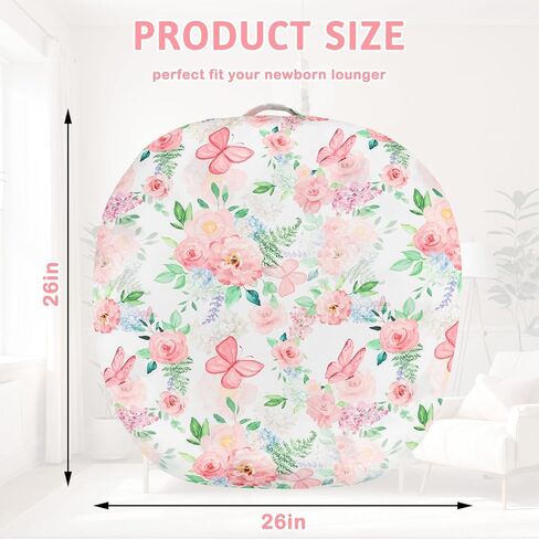 Newborn Lounger Cover for Girls Boys, Removable Soft Baby Lounger Cover 1 Pack, Reversible Infant Lounger Cover Fleece, Purple Floral (Only Cover) in Kuwait