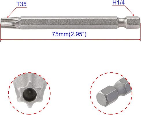 AOPIN T27 مع ثقب ، دليل العبث على مفك البراغي Torx ، مقبض سداسي سداسي 1/4 بوصة ، S2 Magnetic ، بطول 75 مم (3 بوصة) ، 4 مساءً in Kuwait