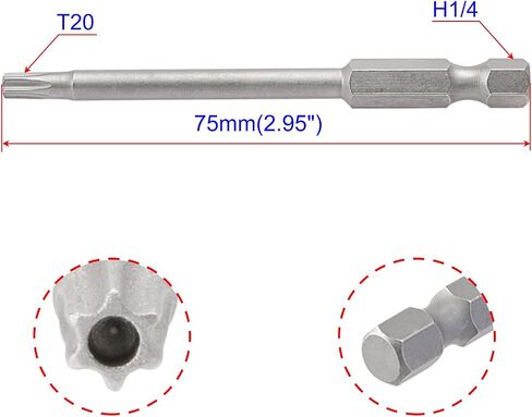 AOPIN T27 مع ثقب ، دليل العبث على مفك البراغي Torx ، مقبض سداسي سداسي 1/4 بوصة ، S2 Magnetic ، بطول 75 مم (3 بوصة) ، 4 مساءً in Kuwait