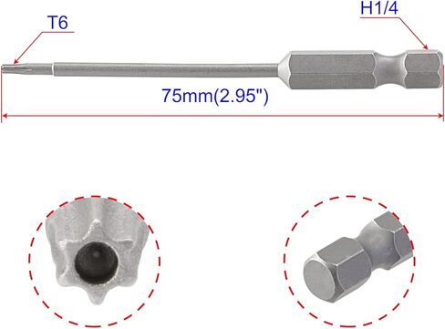 Aopin T30 with Hole, Torx Head Screwdriver Tamper Proof, 1/4 inch hex Handle, S2 Steel Magnetic, 75mm(3 inch) Length, 10pcs in Kuwait