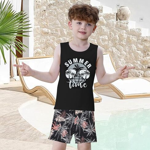 Toddler Boy Clothes Summer Baby Boy Clothes Outfits Holiday Style Sleeveless Letter Print Tank Tops + Shorts Set in Saudi Arabia