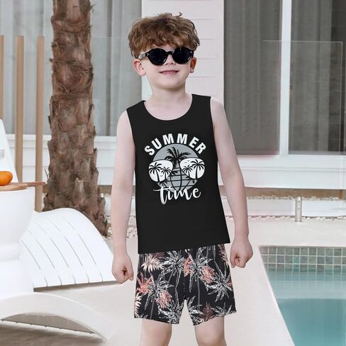 Toddler Boy Clothes Summer Baby Boy Clothes Outfits Holiday Style Sleeveless Letter Print Tank Tops + Shorts Set in Saudi Arabia