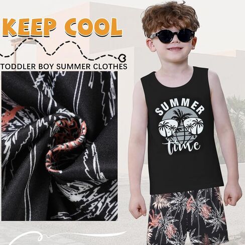 Toddler Boy Clothes Summer Baby Boy Clothes Outfits Holiday Style Sleeveless Letter Print Tank Tops + Shorts Set in Saudi Arabia