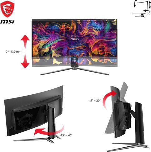 MSI MAG341CQP QD-OLED، شاشة ألعاب OLED منحنية 34 بوصة، 3440 × 1440 (UWQHD)، وقت استجابة OLED 0.03 مللي ثانية، 175 هرتز، True Black HDR 400، HDMI، منفذ DP، USB من النوع C، إمالة، ارتفاع in Saudi Arabia