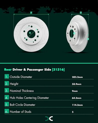 SCITOO Rear 12.32" Brake Pads and Rotors Kits Fit For Honda Odyssey 2005 2006 2007 2008 2009 2010 in Saudi Arabia