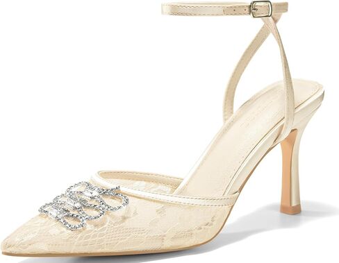 Coutgo Womens Rhinestone High Heels مغلق مصحوب إصبع القدمين بمضخات شبكية in Kuwait