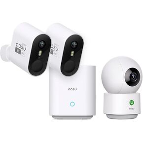 AOSU 2K WirelessCam Pro System 2-Cam-Kit + 2K Indoor Camera (Indoor Camera Doesn't Connect to Pro's Homebase)