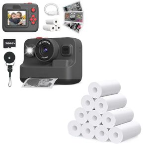 Kids Camera Instant Print,2.4in Screen 1080P Kids Digital Camera Toys with 3 Rolls Print Paper 32G Card + 10 Rolls Print Paper