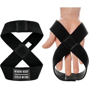 Warm Body Cold Mind Figure 8 Lifting Wrist Straps for Weightlifting - Hand Straps for Powerlifting, Weight Lifting Wraps, Bodybuilding Functional/Cross Training Deadlift Gym Bar