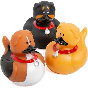 Dog Rubber Ducks - Puppy Rubber Ducks - Stocking Stuffers, Party Favors, Prize Boxes, Treasure Boxes - 3 Piece