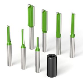 7PCS Straight Cut Router Bits Set 1/4 Inch Shank Straight Dado Router Bit Set, Double and Single Flute Milling Tool, Cutting Diameter: 1/8", 5/32", 3/16", 1/4", 5/16", 3/8", 15/32"