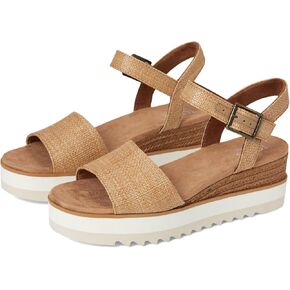 TOMS Women's Diana Espadrille Wedge Sandal, Brown Sugar Raffia, 5.5