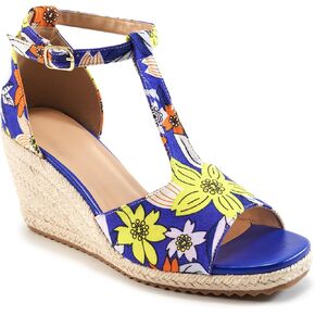 Alicegana Womens Wedge Sandals Platform - Comfortable Summer Dressy Sandal Open Square Toe Shoes Casual Non Slip Heels