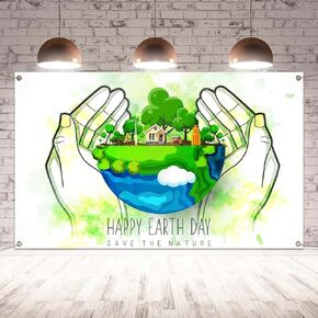 Happy Earth Day Photo Backdrop Save The Nature Banner April 22 Environmental Protection Earth Day Party Deocrations and Supplies for Home Classroom Office