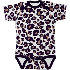 Unisex Newborn Clothes, Soft Baby Onesies, Short Sleeve Baby Clothes with Leopard Print, Breathable Fabric Baby Rompers, Comfortable Newborn Onesies, Baby Bodysuit for Boys & Girls