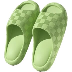 Slippers for Women Cute Anti-Slip EVA Beach Pool Shower Slippers Shoes Checkered Indoor Sandal Slides Cloud Sandals 2025