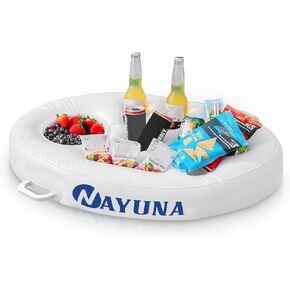 طافية الطعام والمشروبات من نايونا لحمام السباحة وحوض الاستحمام الساخن - بار عائم أسود ممتاز، وعوامات مشروبات حمام السباحة، وفتحة للهاتف - صينية عائمة متعددة الاستخدامات لحفلات حمام السباحة، والشاطئ، وحوض الاستحمام الساخن in Kuwait