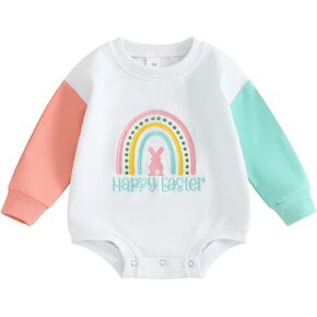 Newborn Baby Boy Girl Easter Outfit Romper Long/Short Sleeve Jumpsuit Infant Spring Clothes