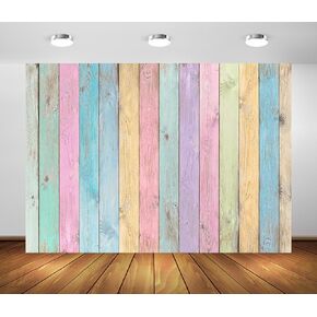 BELECO 7x5ft Fabric Colorful Wood Backdrop Easter Pastel Wood Rustic Wooden Texture Background Baby Kids Birthday Baby Shower Party Decorations Portrait Photoshoot Studio Props